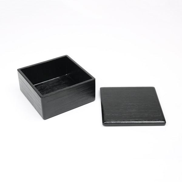 漆琳堂×AKOMEYA TOKYO　刷毛目漆塗り　3.6寸角弁当箱　黒