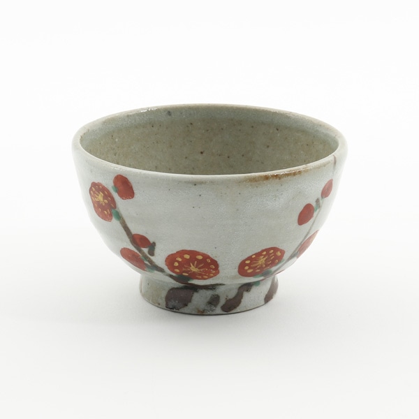 水月窯　紅白梅茶碗