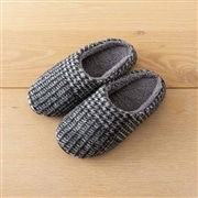 AKOMEYA ボアルームシューズ　チェック　グレイＬ