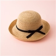 AKOMEYAオリジナル 細ラフィアハット　ナチュラル　帽子