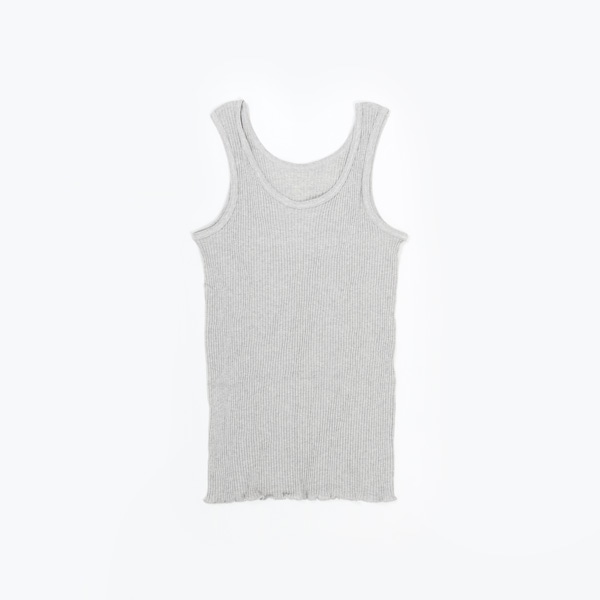 天衣無縫　リブカラーオーガニックコットンタンクトップ グレー