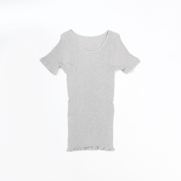 天衣無縫　リブカラーオーガニックコットン半そでシャツ グレー