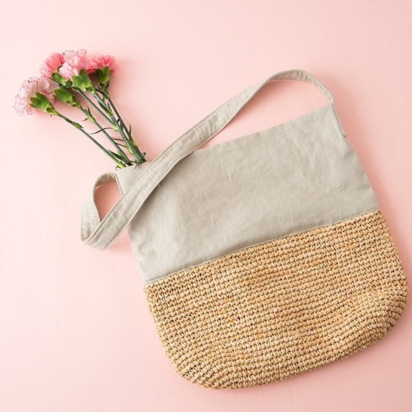 Folna×AKOMEYA ラフィアとリネンバッグ　ベージュ