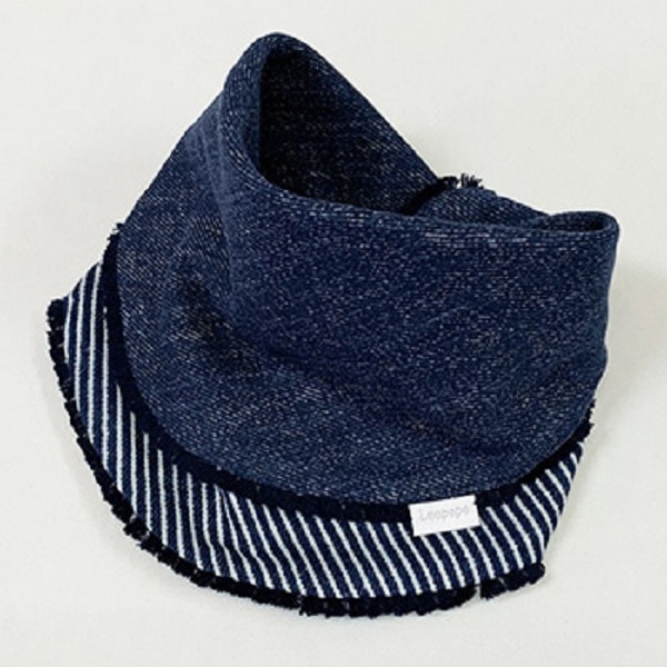 Leapepe　フリンジビブ　デニムヒッコリー　ネイビー