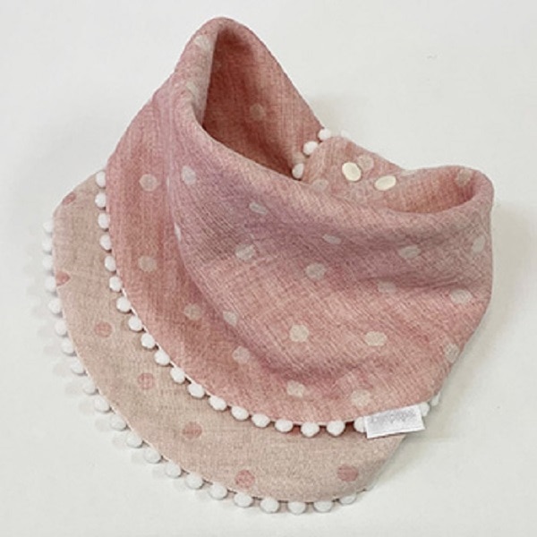 Leapepe　ポンポンビブ　ドット　ピンク