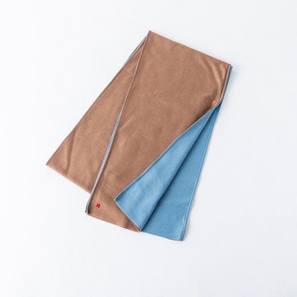 佩　コンビマフラー　キャメル×スカイブルー