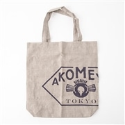 AKOMEYA　linen100%　bag (made in Japan) ベージュxネイビー　トートバッグ