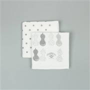 AKOMEYA 8枚重ねガーゼおしぼりふきん　2枚セット　グレー