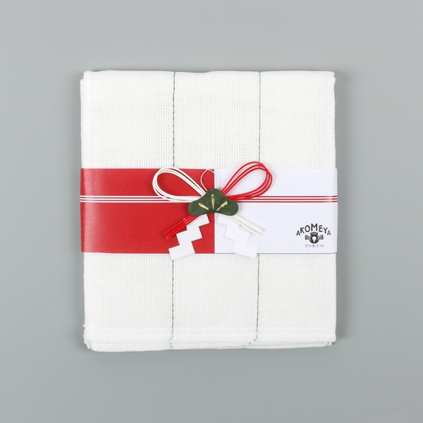 かや生地ふきん　水引飾り　グリーン