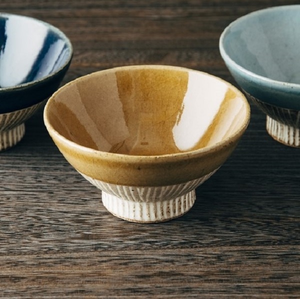 正陶苑　櫛目象眼塗分茶碗　栗毛