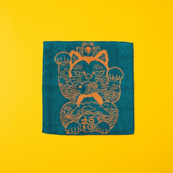 【2/15発売】AKOMEYA Cat's　ミニタオル　グリーン　福　全身