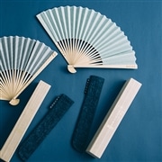 西川庄六商店×AKOMEYA 扇子　近江ちぢみ　青海波　グリーン