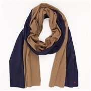 佩　コンビマフラー　ネイビー×ベージュ