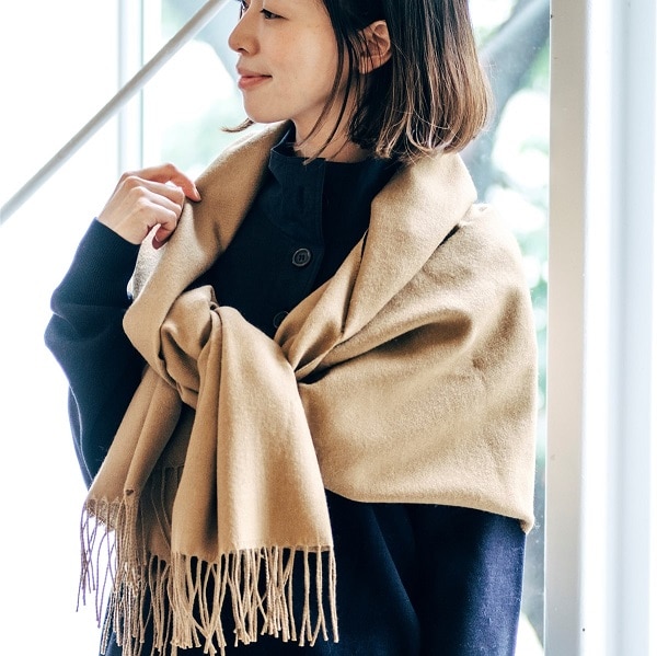 AKOMEYA　富士吉田　ウールストール　キャメル