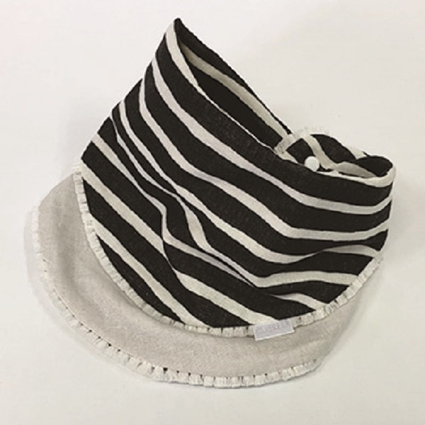 Leapepe　フリンジビブ　ボーダー　グレー