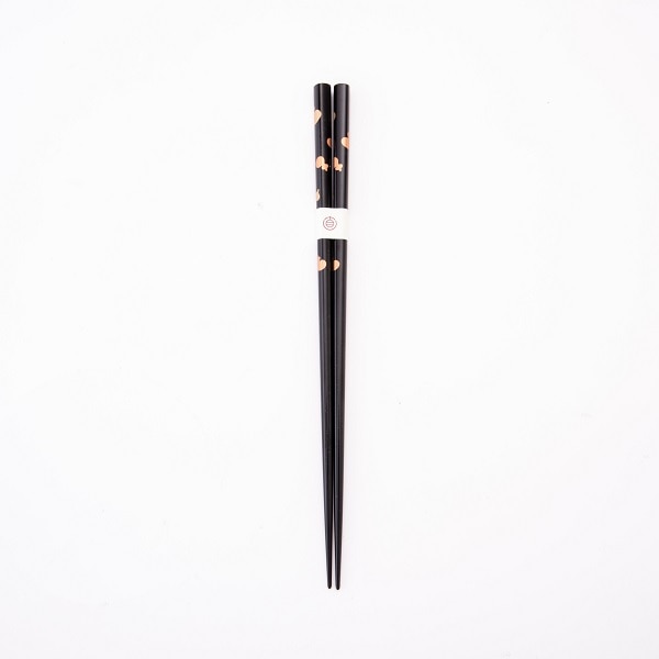 細角箸ひさご蒔絵　溜