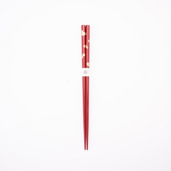 細角箸ひさご蒔絵　朱