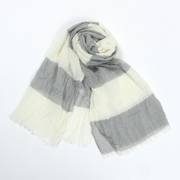 瀬戸内ガーゼマフラー　8ストライプ　白砂色