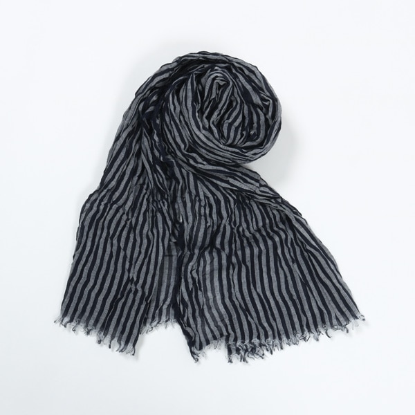 瀬戸内ガーゼマフラー　シマ柄　ネイビー