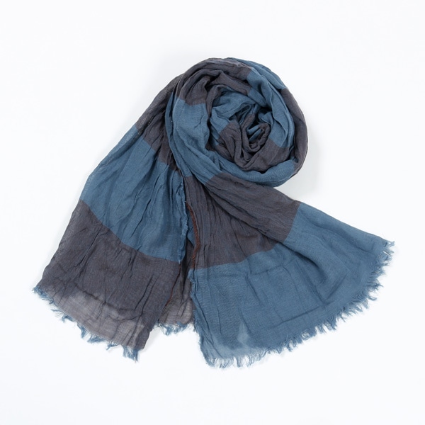 瀬戸内ガーゼマフラー　8ストライプ　藍茶色