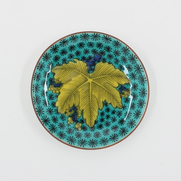 九谷焼 姫皿名品 古九谷青手樹木葉文