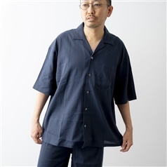 AKOMEYA TOKYO/ steteco　DRYストレッチ開襟カラーシャツ　ダークネイビー　フリーサイズ