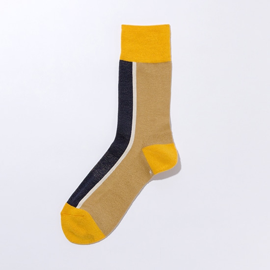 CHICSTOCKS　CENTER LINE　カーキベージュ×イエロー S