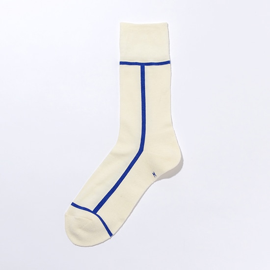 CHICSTOCKS　LINE　アイボリー×ブルー L