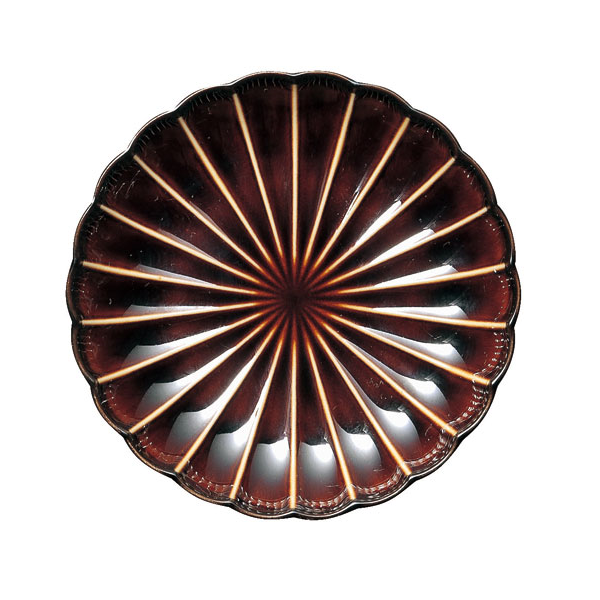 ぎやまん陶　四、五寸皿　ブラウン