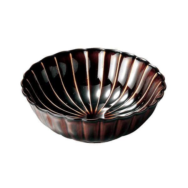 ぎやまん陶　浅小鉢　ブラウン