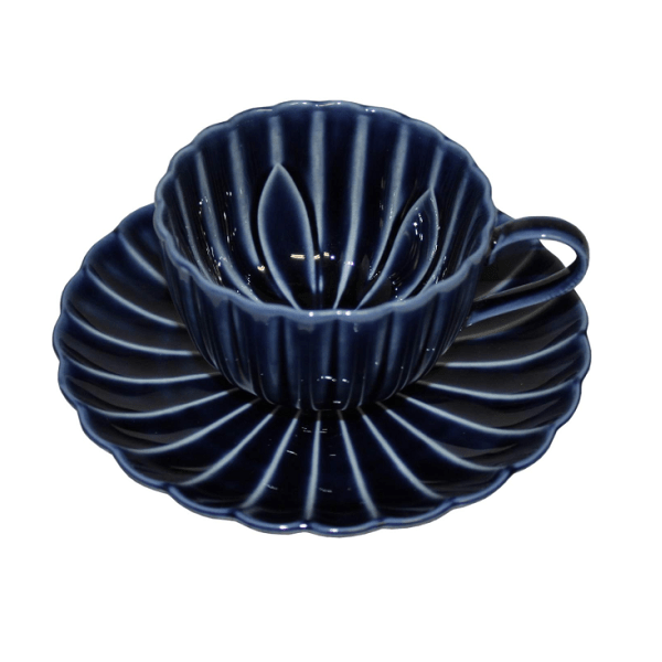 ぎやまん陶　珈琲碗皿　ブルー